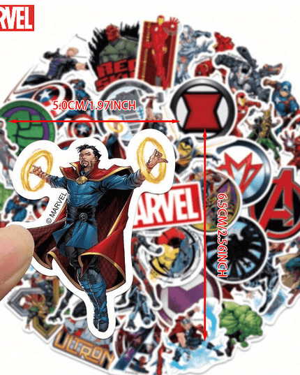 50pcs Marvel Avengers Official Collectible Vinyl Sticker Set - Durable, Waterproof Heroes Stickers featuring Tony Stark, Hulk & Captain America - Ideal for Laptops, Water Bottles, Phones, Hard Hats - Perfect Unisex Gift for D