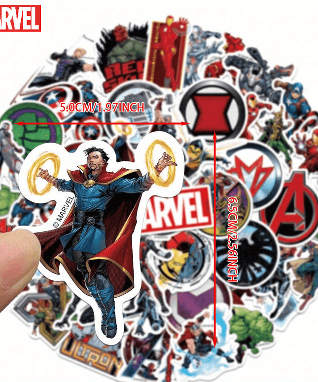 50pcs Marvel Avengers Official Collectible Vinyl Sticker Set - Durable, Waterproof Heroes Stickers featuring Tony Stark, Hulk & Captain America - Ideal for Laptops, Water Bottles, Phones, Hard Hats - Perfect Unisex Gift for D