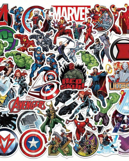 50pcs Marvel Avengers Official Collectible Vinyl Sticker Set - Durable, Waterproof Heroes Stickers featuring Tony Stark, Hulk & Captain America - Ideal for Laptops, Water Bottles, Phones, Hard Hats - Perfect Unisex Gift for D