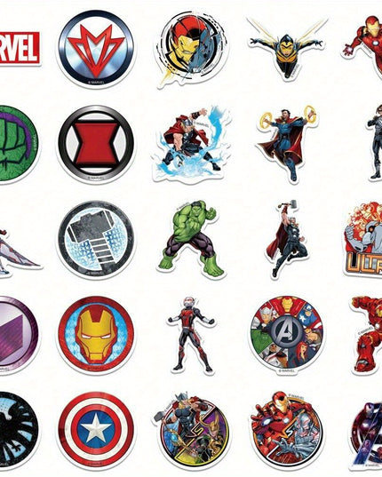 50pcs Marvel Avengers Official Collectible Vinyl Sticker Set - Durable, Waterproof Heroes Stickers featuring Tony Stark, Hulk & Captain America - Ideal for Laptops, Water Bottles, Phones, Hard Hats - Perfect Unisex Gift for D