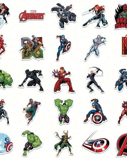 50pcs Marvel Avengers Official Collectible Vinyl Sticker Set - Durable, Waterproof Heroes Stickers featuring Tony Stark, Hulk & Captain America - Ideal for Laptops, Water Bottles, Phones, Hard Hats - Perfect Unisex Gift for D