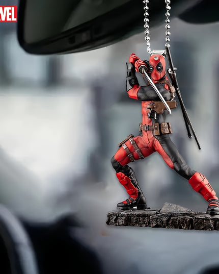 Ume Brand Marvel Deadpool 2D Acrylic Car Accessory - Vibrant Rearview Mirror & Steering Wheel Decor Pendant, Durable Keychain, Artistic Design, Use, Movie Theme, No Power Needed, Featherless, Home Decor