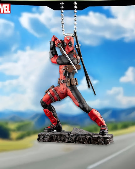 Ume Brand Marvel Deadpool 2D Acrylic Car Accessory - Vibrant Rearview Mirror & Steering Wheel Decor Pendant, Durable Keychain, Artistic Design, Use, Movie Theme, No Power Needed, Featherless, Home Decor