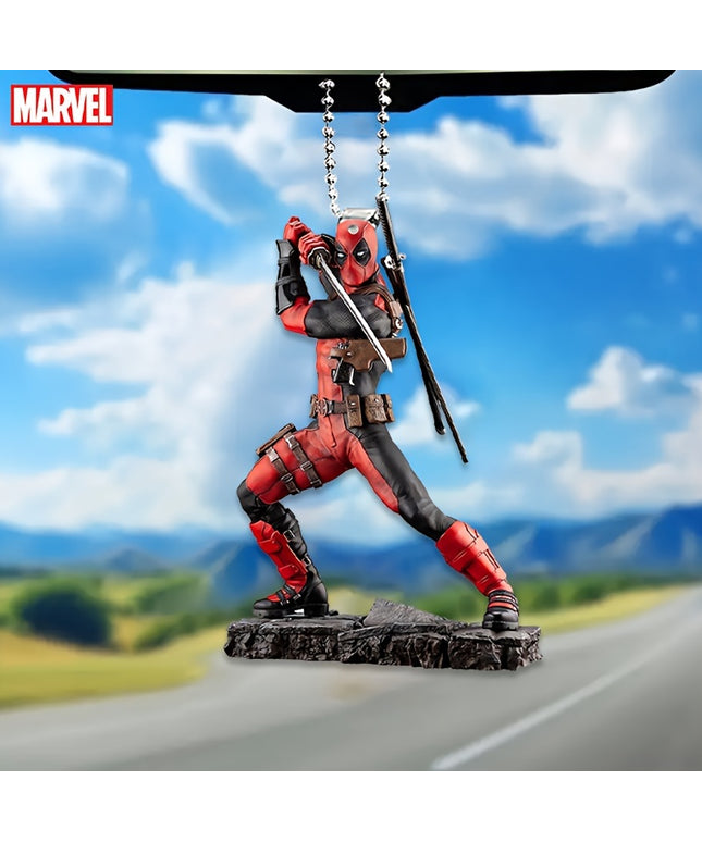 Ume Brand Marvel Deadpool 2D Acrylic Car Accessory - Vibrant Rearview Mirror & Steering Wheel Decor Pendant, Durable Keychain, Artistic Design, Use, Movie Theme, No Power Needed, Featherless, Home Decor