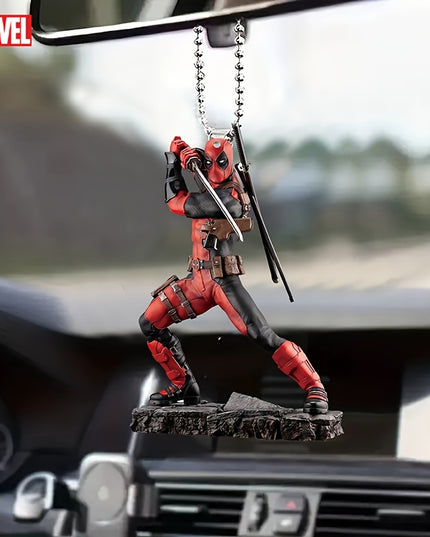 Ume Brand Marvel Deadpool 2D Acrylic Car Accessory - Vibrant Rearview Mirror & Steering Wheel Decor Pendant, Durable Keychain, Artistic Design, Use, Movie Theme, No Power Needed, Featherless, Home Decor