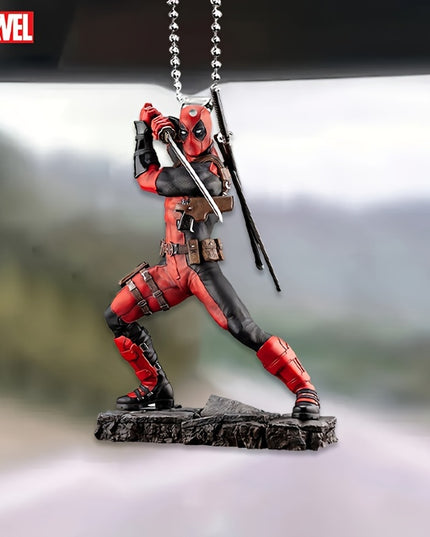 Ume Brand Marvel Deadpool 2D Acrylic Car Accessory - Vibrant Rearview Mirror & Steering Wheel Decor Pendant, Durable Keychain, Artistic Design, Use, Movie Theme, No Power Needed, Featherless, Home Decor