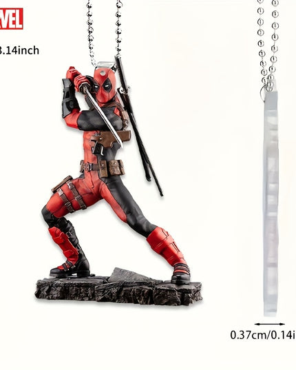 Ume Brand Marvel Deadpool 2D Acrylic Car Accessory - Vibrant Rearview Mirror & Steering Wheel Decor Pendant, Durable Keychain, Artistic Design, Use, Movie Theme, No Power Needed, Featherless, Home Decor
