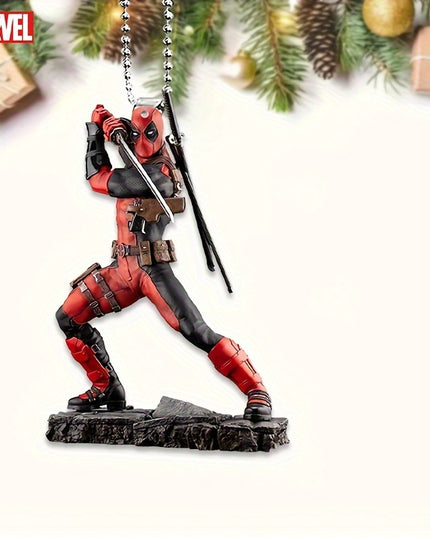 Ume Brand Marvel Deadpool 2D Acrylic Car Accessory - Vibrant Rearview Mirror & Steering Wheel Decor Pendant, Durable Keychain, Artistic Design, Use, Movie Theme, No Power Needed, Featherless, Home Decor