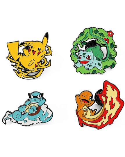 MINISO 4 Pcs cute cartoon creative personality pocket monsters Badge Animated character Enamel brooch women's Bag Accessories
