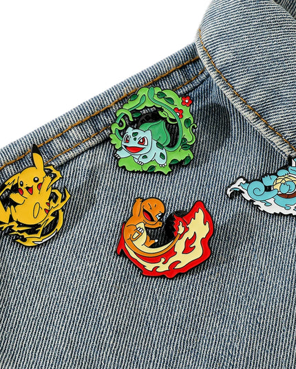 MINISO 4 Pcs cute cartoon creative personality pocket monsters Badge Animated character Enamel brooch women's Bag Accessories