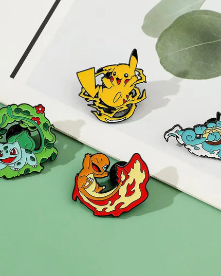 MINISO 4 Pcs cute cartoon creative personality pocket monsters Badge Animated character Enamel brooch women's Bag Accessories