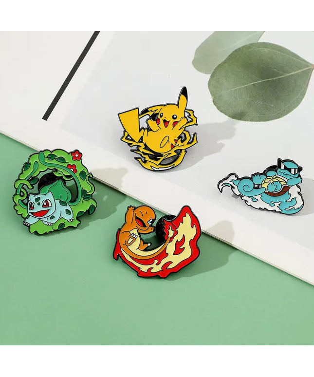 MINISO 4 Pcs cute cartoon creative personality pocket monsters Badge Animated character Enamel brooch women's Bag Accessories