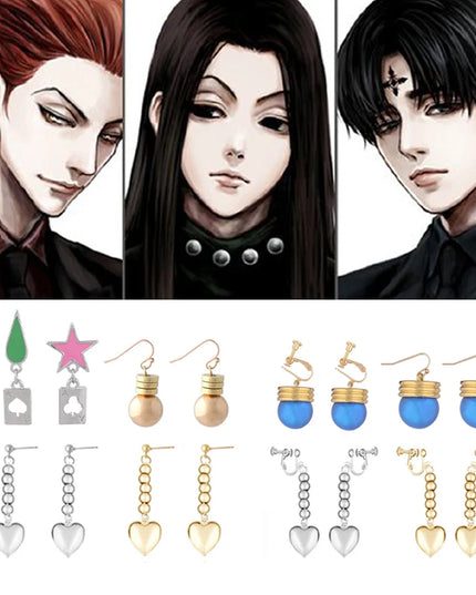 Phantom Troupe Chrollo Lucilfer Cosplay Earrings Anime Hunter x Hunter Clip Earrings for Women Men Jewelry Gift