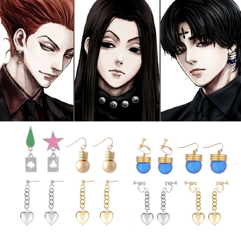 Phantom Troupe Chrollo Lucilfer Cosplay Earrings Anime Hunter x Hunter Clip Earrings for Women Men Jewelry Gift