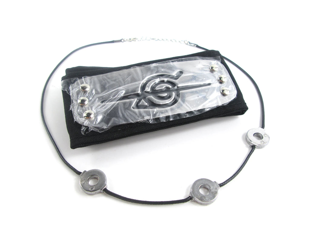 Brdwn Cosplay Akatsuki Hidan Itachi Logo Headband Necklace Ring Kunai