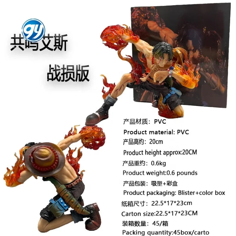 One Pieced Portgas D Ace Battle Damaged Resonance Series Statue Birthday Gift for Boys Collectible