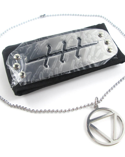 Brdwn Cosplay Akatsuki Hidan Itachi Logo Headband Necklace Ring Kunai