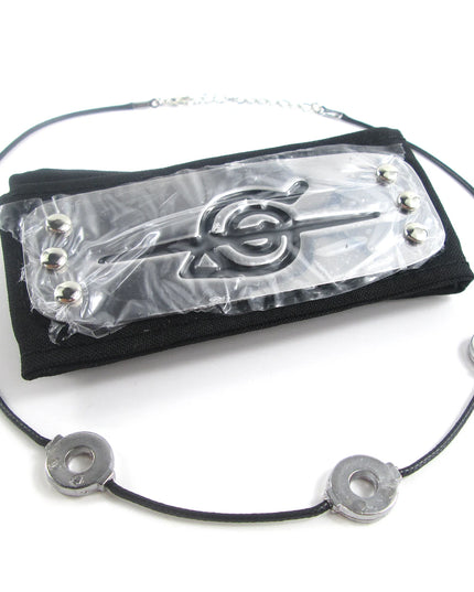 Brdwn Cosplay Akatsuki Hidan Itachi Logo Headband Necklace Ring Kunai