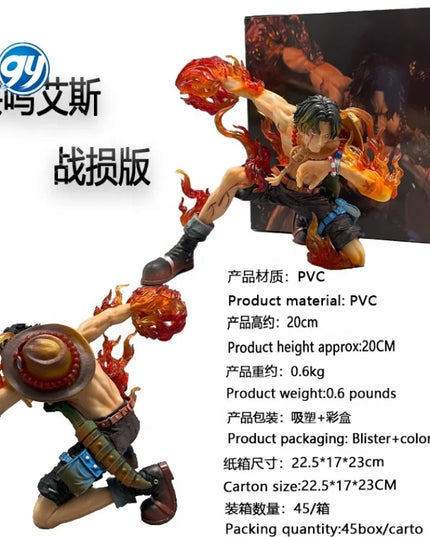 One Pieced Portgas D Ace Battle Damaged Resonance Series Statue Birthday Gift for Boys Collectible