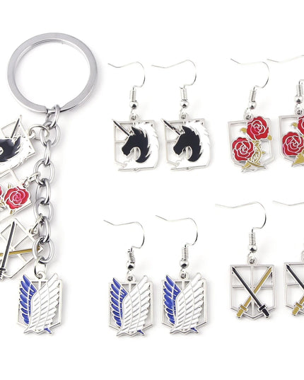 Anime Attack On Titan Keychain Shingeki no Kyojin Scouting Legion Emblem Pendant Key Chain for Women Men Cosplay Jewelry Gift