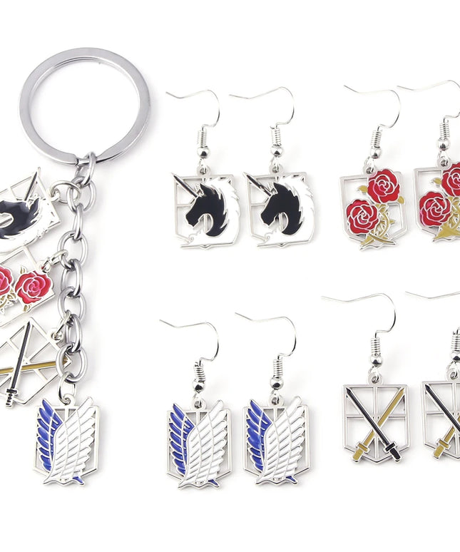 Anime Attack On Titan Keychain Shingeki no Kyojin Scouting Legion Emblem Pendant Key Chain for Women Men Cosplay Jewelry Gift