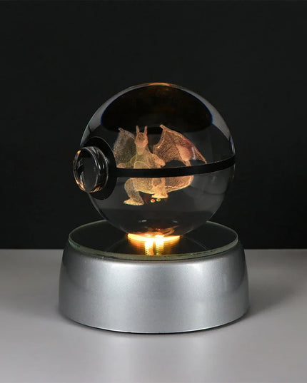Pokemon Crystal Ball Pikachu Gengar Eevee Mewtwo Lacario Anime Game Pokeball Led Night Light Base Kids Birthday Gift Home Decor