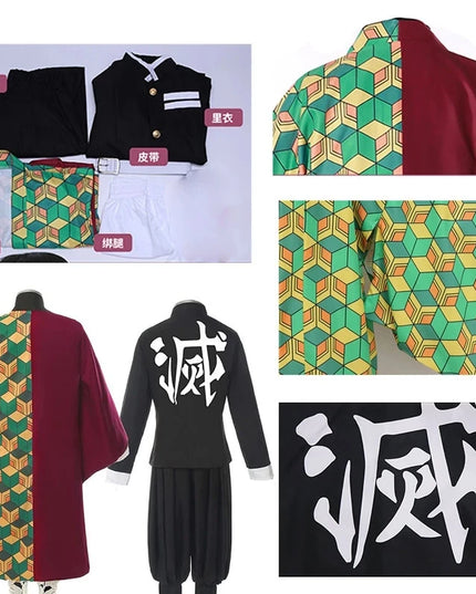 Anime Demon Slayer Kimetsu No Yaiba Tomioka Giyuu Cosplay Costume Suit Uniforms Costumes Wig Child Adult Party Gift