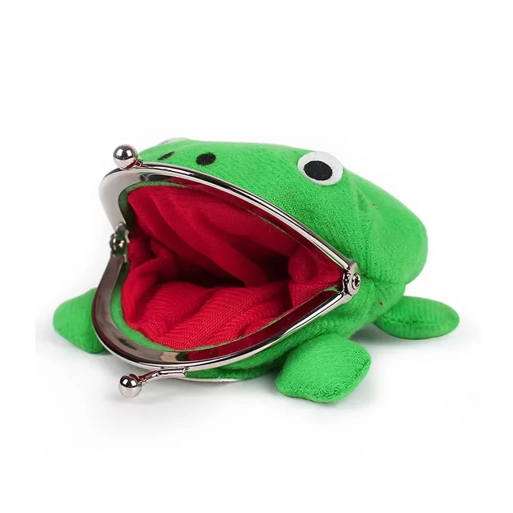 Cute Anime Frog Purse Kissing Lock Funny Plush Frog Shape Role Play Purse for Women Bag Accessories