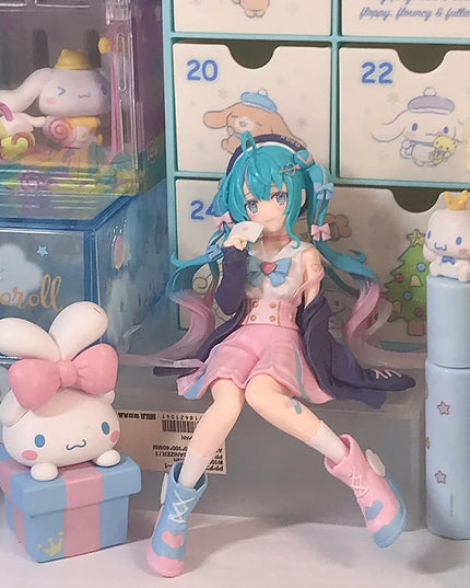 Nieuwe Hatsune Miku Anime figuur Roze sakura zitpositie PVC Actiefiguur model speelgoed decoratie verzamelen geschenken