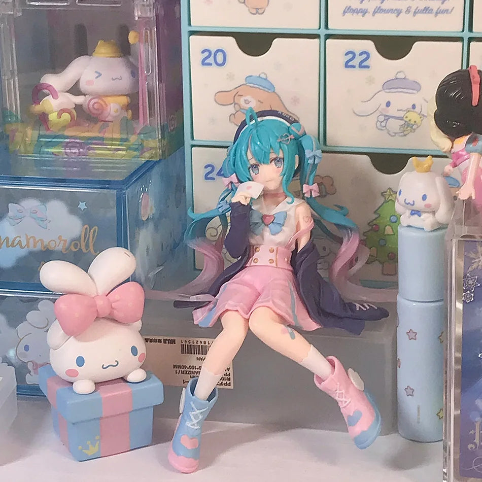 Nieuwe Hatsune Miku Anime figuur Roze sakura zitpositie PVC Actiefiguur model speelgoed decoratie verzamelen geschenken