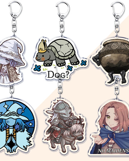 Video Game Dark Souls Keychains for Women Accessories Bag Bloodborne Malenia Melina Keyrings Jewelry Fans Gaming Friends Gift