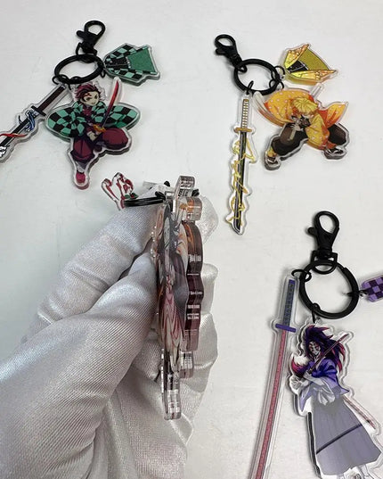 Hot Anime Demon Slayer Keychain Kamado Tanjirou Tomioka Giyuu Rengoku Kyoujurou Cosplay Acrylic Key Chains Fans Gift