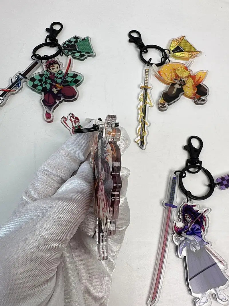 Hot Anime Demon Slayer Keychain Kamado Tanjirou Tomioka Giyuu Rengoku Kyoujurou Cosplay Acrylic Key Chains Fans Gift