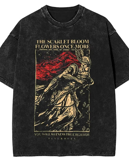 Women Men Malenia Blade of Miquella Washed T Shirt Summer Maidenless Tarnished Classic Simple Harajuku T Shirt New Arrival