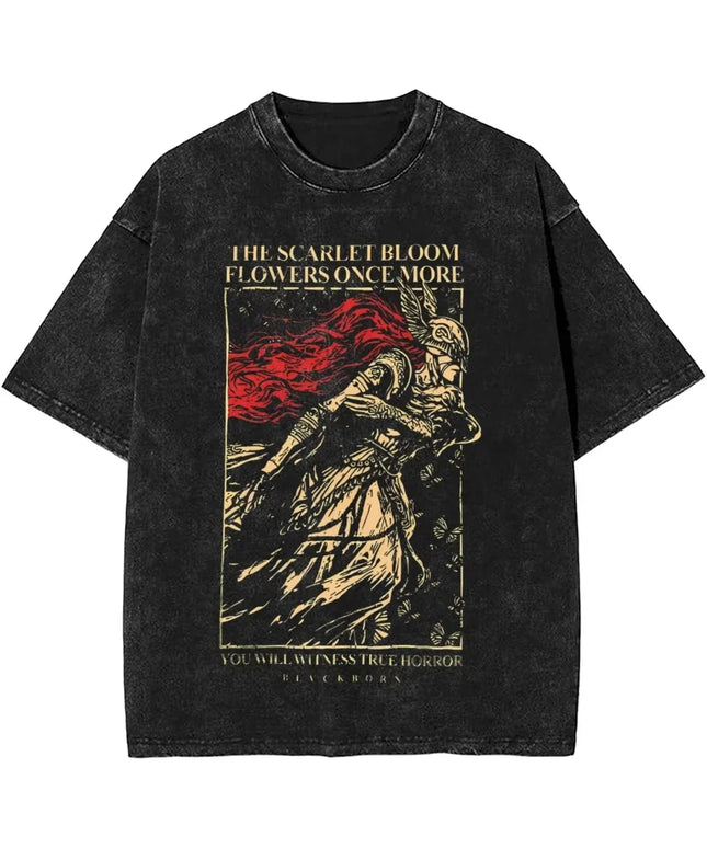 Women Men Malenia Blade of Miquella Washed T Shirt Summer Maidenless Tarnished Classic Simple Harajuku T Shirt New Arrival