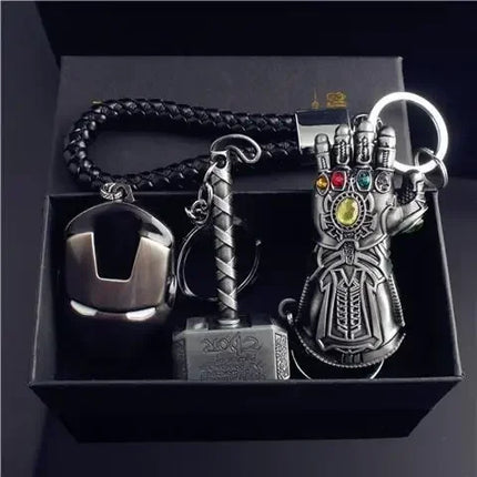 Marvel The Avengers Thanos Glove Keychain Men's Metal Battle Ax Thor's Hammer Shield Pendant Car Keychain creative holiday gift