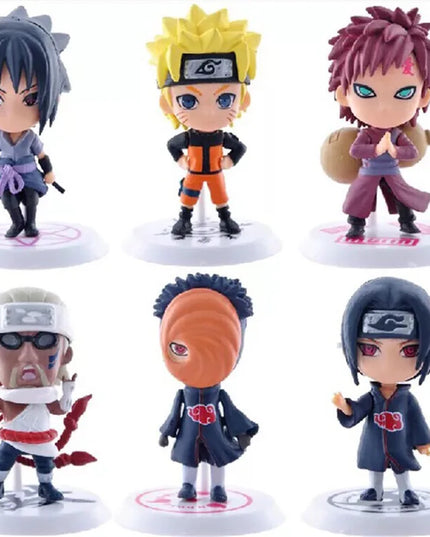 6 Pcs/Lot NARUTO Sasuke Gaara Uchiha Madara Figure 7-8cm 2 Style Personality Base Mini Figurines