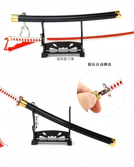Demon Slayer Peripherals Tanjiro, Agatsuma Zenitsu Katana Full Metal Weapons Bounce Jump Knife Crafts Toy Sword Model Ornaments
