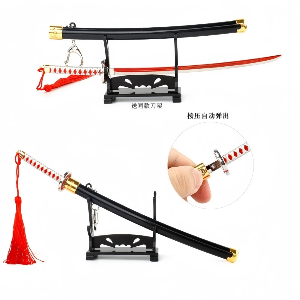 Demon Slayer Peripherals Tanjiro, Agatsuma Zenitsu Katana Full Metal Weapons Bounce Jump Knife Crafts Toy Sword Model Ornaments