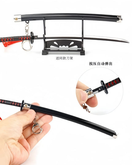 Demon Slayer Peripherals Tanjiro, Agatsuma Zenitsu Katana Full Metal Weapons Bounce Jump Knife Crafts Toy Sword Model Ornaments