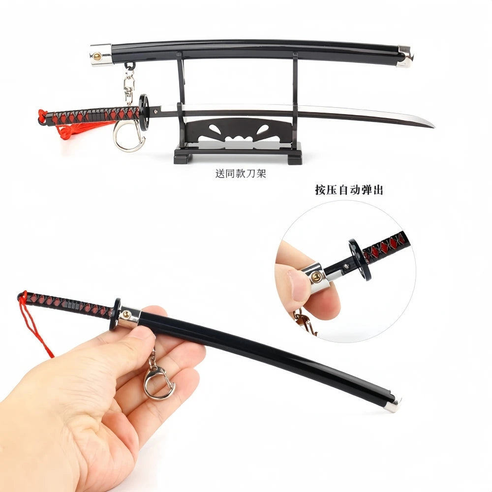 Demon Slayer Peripherals Tanjiro, Agatsuma Zenitsu Katana Full Metal Weapons Bounce Jump Knife Crafts Toy Sword Model Ornaments