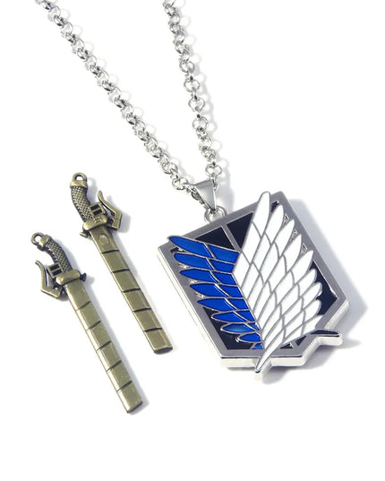 Anime Attack on Titan Necklace Shingeki No Kyojin Wings of Freedom Survey Sword Punk Necklace Pendant for Women Men Jewelry
