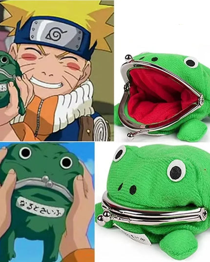 Cute Anime Frog Purse Kissing Lock Funny Plush Frog Shape Role Play Purse for Women Bag Accessories