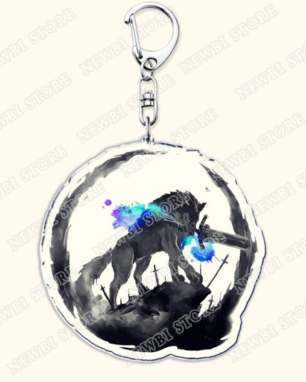 Video Game Dark Souls Keychains for Women Accessories Bag Bloodborne Malenia Melina Keyrings Jewelry Fans Gaming Friends Gift