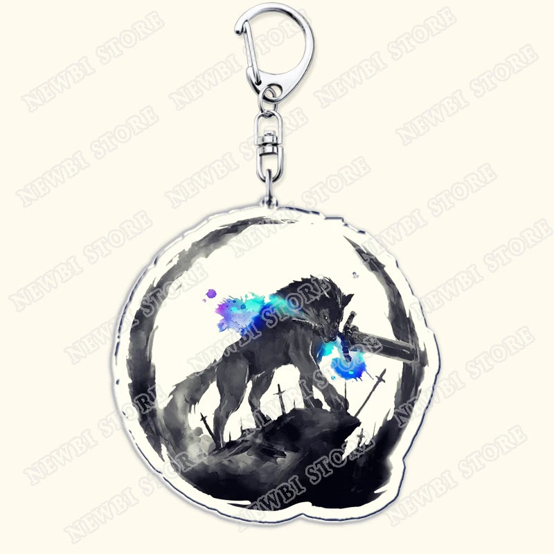 Video Game Dark Souls Keychains for Women Accessories Bag Bloodborne Malenia Melina Keyrings Jewelry Fans Gaming Friends Gift