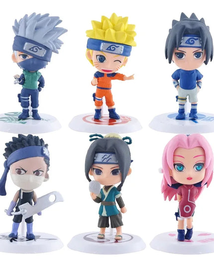 6 Pcs/Lot NARUTO Sasuke Gaara Uchiha Madara Figure 7-8cm 2 Style Personality Base Mini Figurines