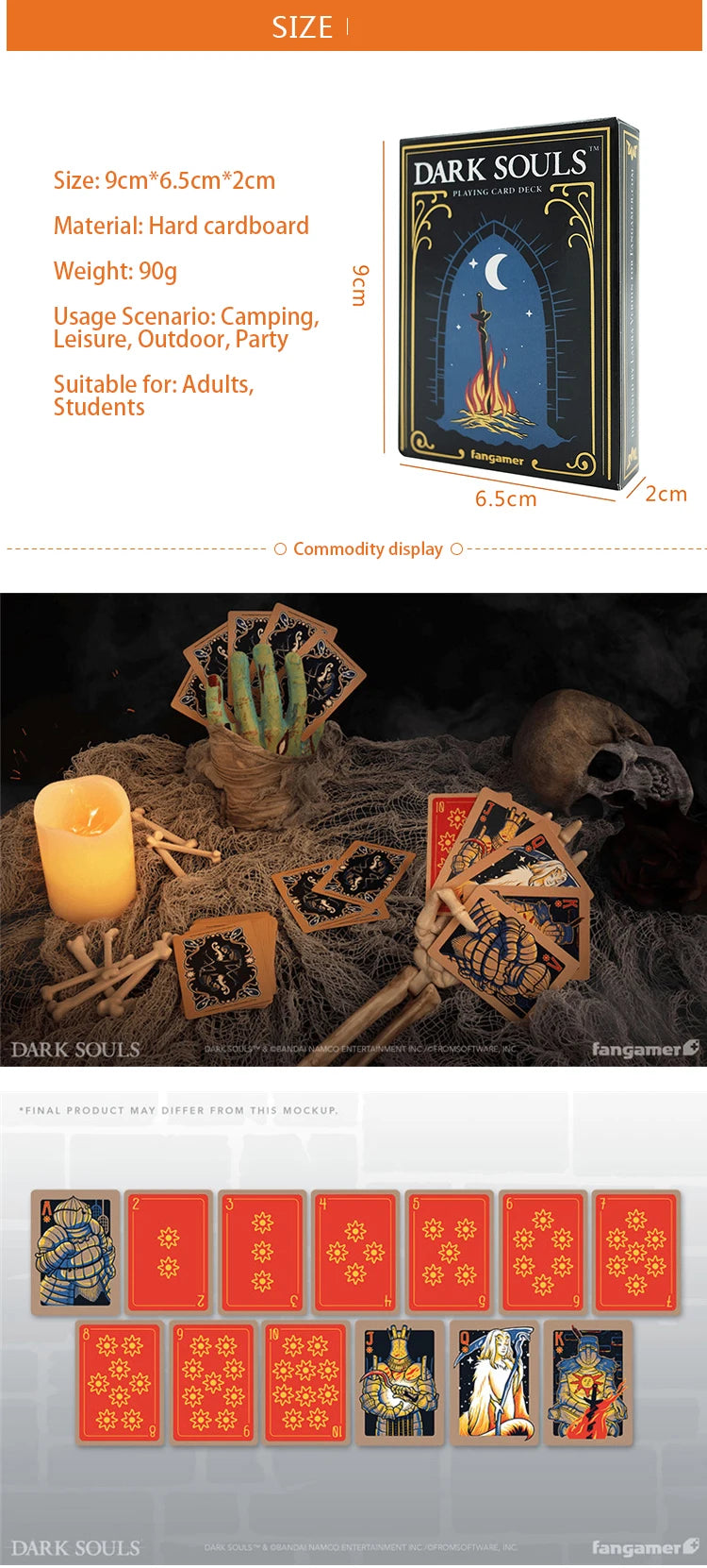 Dark Souls Poker Cards - Deck of 52 Cards Perfect for Playing Poker, Black Jack, Big 2 and Other Card Games