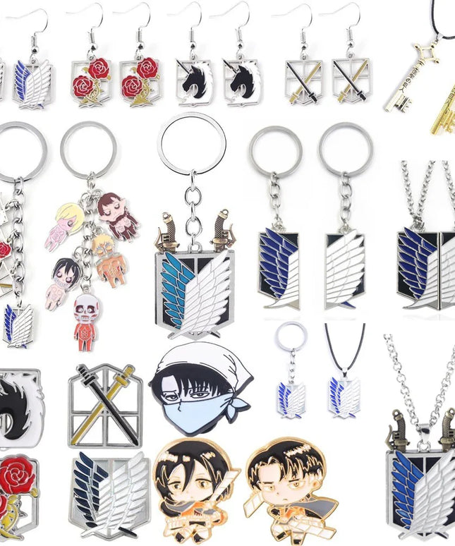 Anime Attack On Titan Keychain Shingeki no Kyojin Scouting Legion Emblem Pendant Key Chain for Women Men Cosplay Jewelry Gift