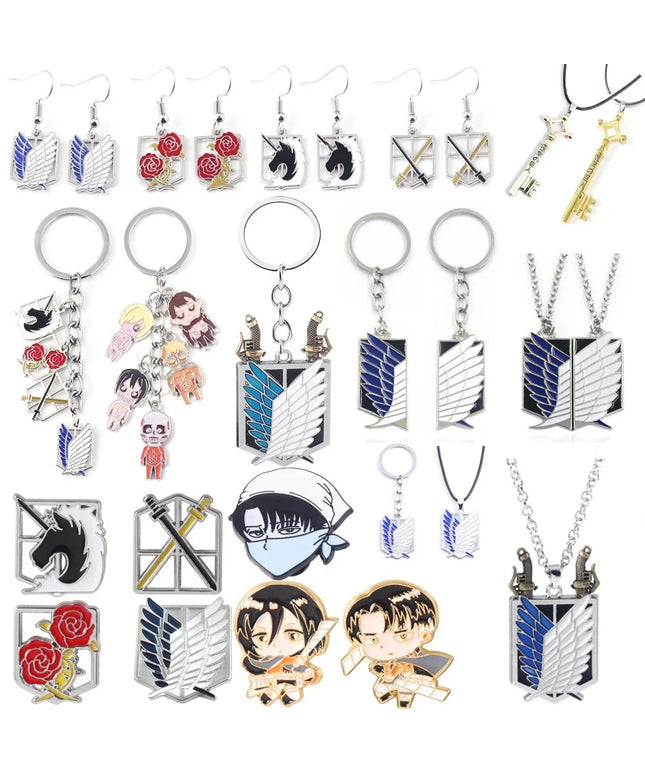 Anime Attack On Titan Keychain Shingeki no Kyojin Scouting Legion Emblem Pendant Key Chain for Women Men Cosplay Jewelry Gift