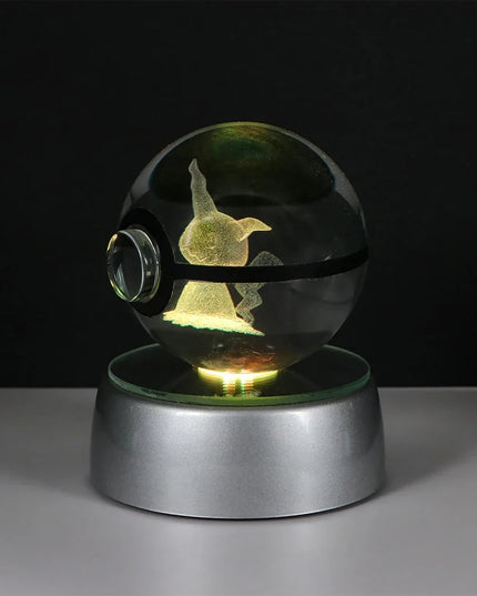 Pokemon Crystal Ball Pikachu Gengar Eevee Mewtwo Lacario Anime Game Pokeball Led Night Light Base Kids Birthday Gift Home Decor